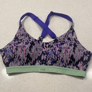 Victoria’s Secret Multicolor Sports Bra with Purple and Green Accents